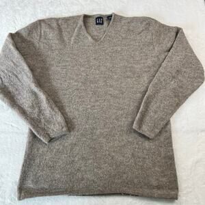 Gap Vintage Wool Sweater Women's size Medium V-Neck Beige  Y2K
